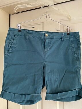 torrid Teal Cotton Button-Front Shorts